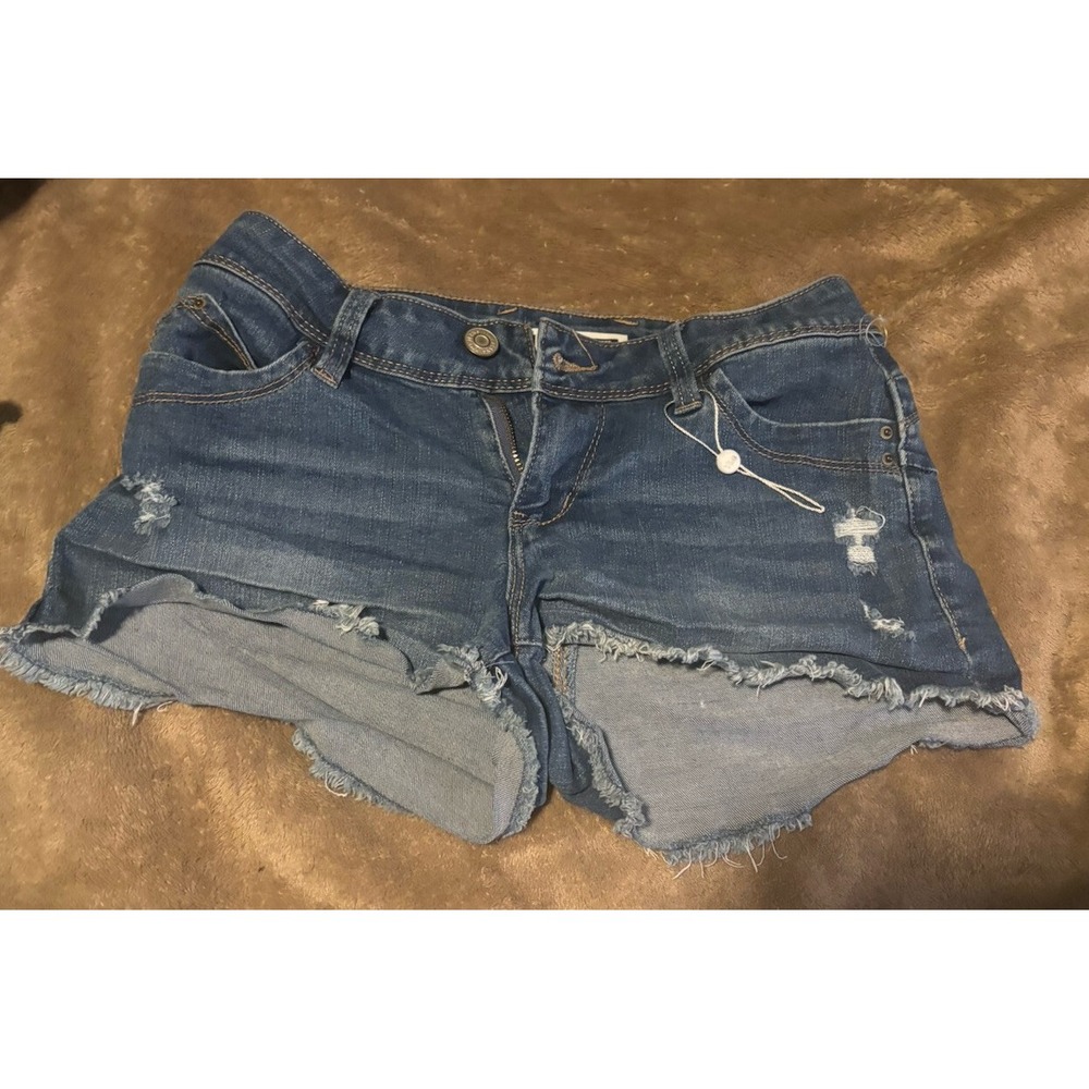 YMI Shorts Juniors Sz 1/25 Festival Cut Off‎ Blue High-Waist Shortie Denim Jean